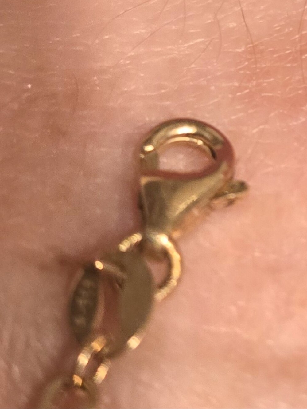 14 K Gold Link Bracelet with Blue and Red Flower Charm - Picture 2 of 12